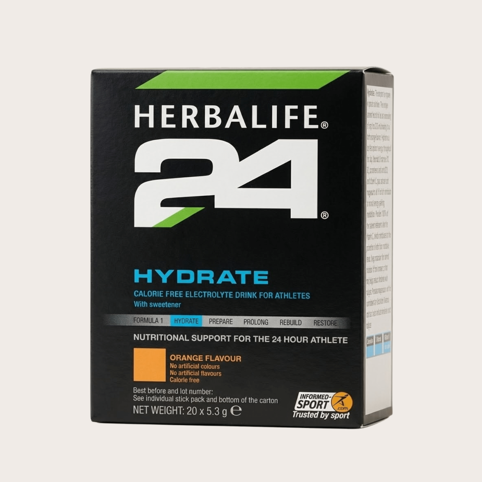 Herbalife H24 Hydrate drink mix sachets box