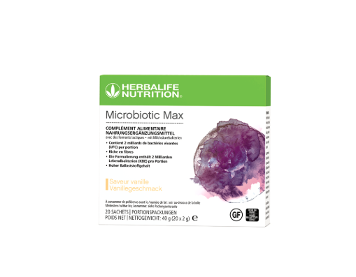 Herbalife Microbiotic Max vanilla sachets daily supplement powder with fibre and bacteria cultures